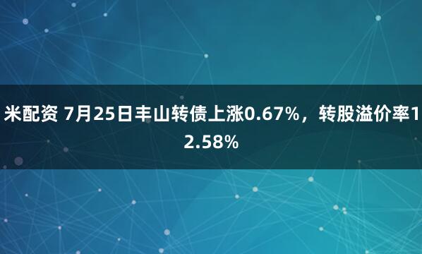 米配资 7月25日丰山转债上涨0.67%，转股溢价率12.58%